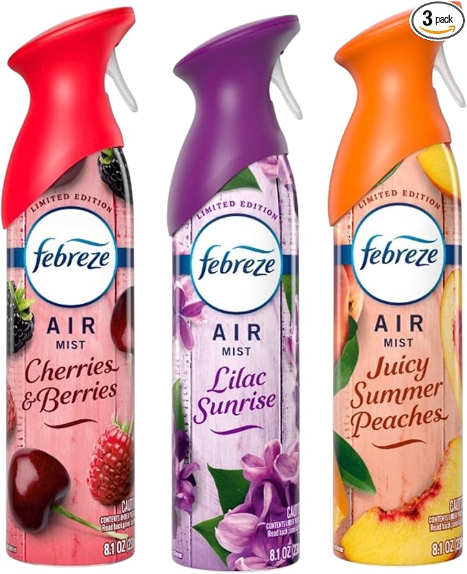 Febreeze Air Effects Air Freshner Limited Edition Spring Fresh Scents Summer Fresh Scents 3-pack of spray (Summer Variety)