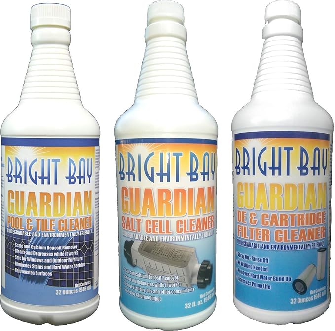 Guardian Pool Care Pack-Tile Cleaner (32 oz) Filter Cleaner (32 oz) Salt Cell Cleaner (32 oz) - Grout/Glaze Safe