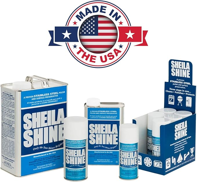 Sheila Shine 1 Quart Stainless Steel Cleaner and Polish w/Microfiber Cloth - Cleans Polishes &amp Protects Kitchen Appliances Refrigerators Sinks Ovens &amp Grills - Streak Free Stainless Sink C