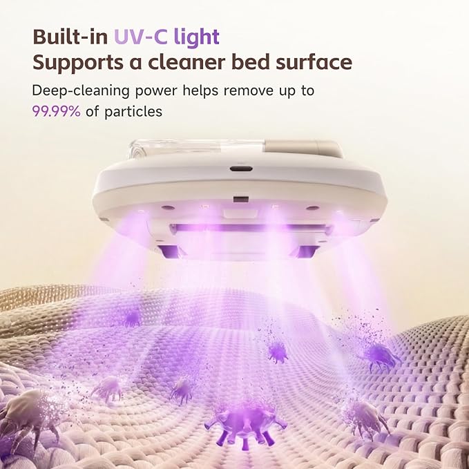 X1 Robot Bed Vacuum Automatic Mattress Vacuum Cleaner with Intelligent Path Planning UV-C Light HEPA Filter One-Click 100% Dust &amp Pet Hair Removal for Bed Mattress Sofa Carpet