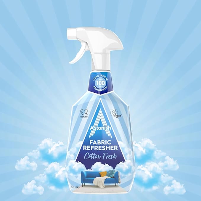 Astonish Fabric Care Bundle – Oxy Active Non-Bio Stain Remover 625g &amp Cotton Fresh Fabric Refresher 750ml – Removes Stains Eliminates Odors Long-Lasting Freshness