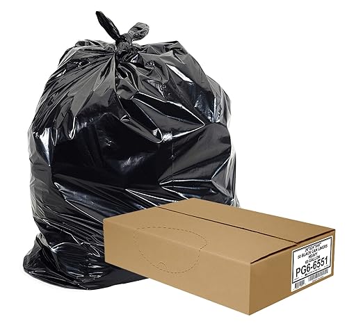 Aluf Plastics 65 Gal Black Heavy Duty Garbage Bags 1.5 Mil - 50x 48 - Pack of 50 - For Contractor Outdoor Construction &amp Storage