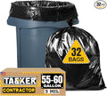 Tasker Contractor Garbage Bags 55 Gallon 3 Mil Heavy Duty (32 Bags w/Ties) 60 Gal Contractor Bags 3 Mil. 55 Gallon Heavy Duty X-Large Black Trash Bags 50 Gal