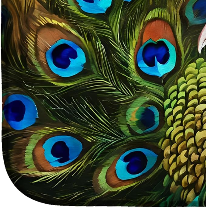 Caroline's Treasures DAC3255DDM Peacock Dish Drying Mat Absorbent Dish Drying Mat Pad for Kitchen Counter Dish Drainer Mat for Countertop 14 x 21 Multicolor