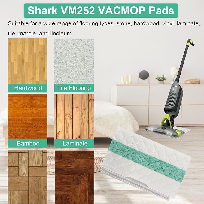 20 Pack Shark VACMOP Pro Replacement Mop Pad for Shark VACMOP Disposable Hard Floor Vacuum for VM252 VM251 VM250 VM200 VC205 QM250 VM190 VM200P12 VMP30 Disposable Replacement Pads