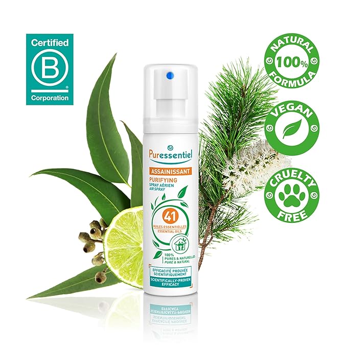 Puressentiel Purifying Air Freshener Spray - Room Spray with 41 Essential Oils - Eliminate Odors without Synthetic Chemicals - Multi-Use - 6.75 oz