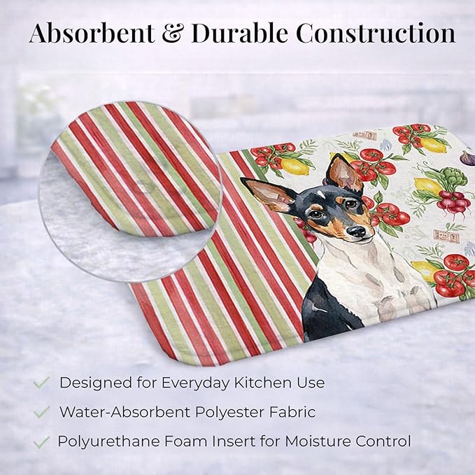 Caroline's Treasures Toy Fox Terrier Vegetables Dish Drying Mat Absorbent Dish Drying Mat Pad for Kitchen Counter Dish Drainer Mat for Countertop 14 x 21 Multicolor