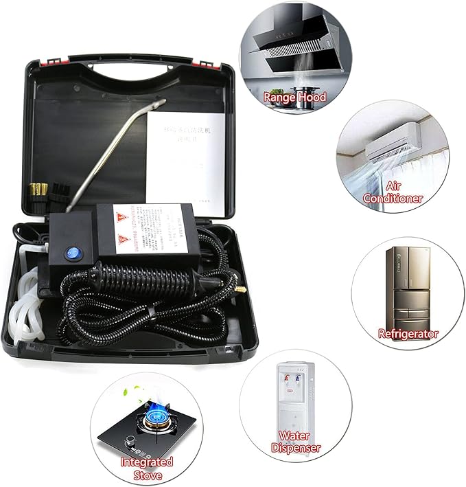 Portable Steam Cleaner Hand-held 3Bar Pressurized Steam Cleaner 360 ° High Pressure Steam Cleaning System for Car Kitchen 1700W