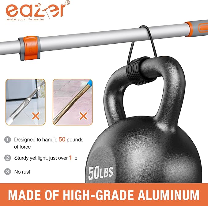Eazer Floor Squeegee Broom: Heavy Duty Scrubber with Extendable 60'' Aluminum Pole and Rubber Blade for Kitchen Swimming Pool Concrete FloorsShowerTilesGaragesWindowsGlassPet Hair Removal