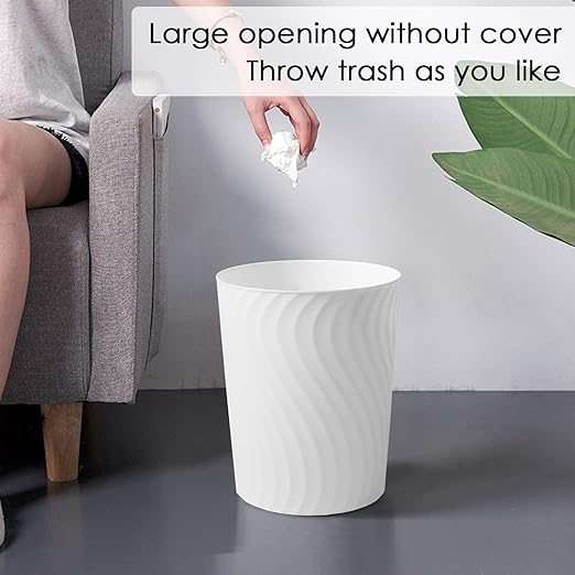 YGJT Small Trash Can 3 Pack 1.8 Gallons Bathroom Trash Can Slim Waste Basket Round Garbage Can Plastic Trash Bin for Kitchen Dorm Bedroom Office Living Room Study Compact Spaces(White)
