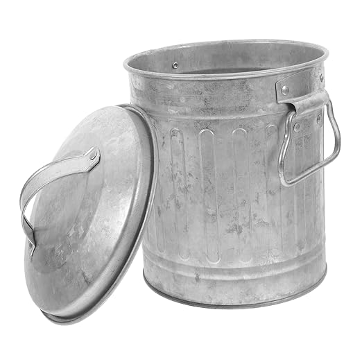 Decorative Desktop Trash Bin with Lid Sturdy Rustic Wastebasket for Office Bedroom Kitchen Countertop Convenient Covered Rubbish Can for Modern and Farmhouse Home Decor