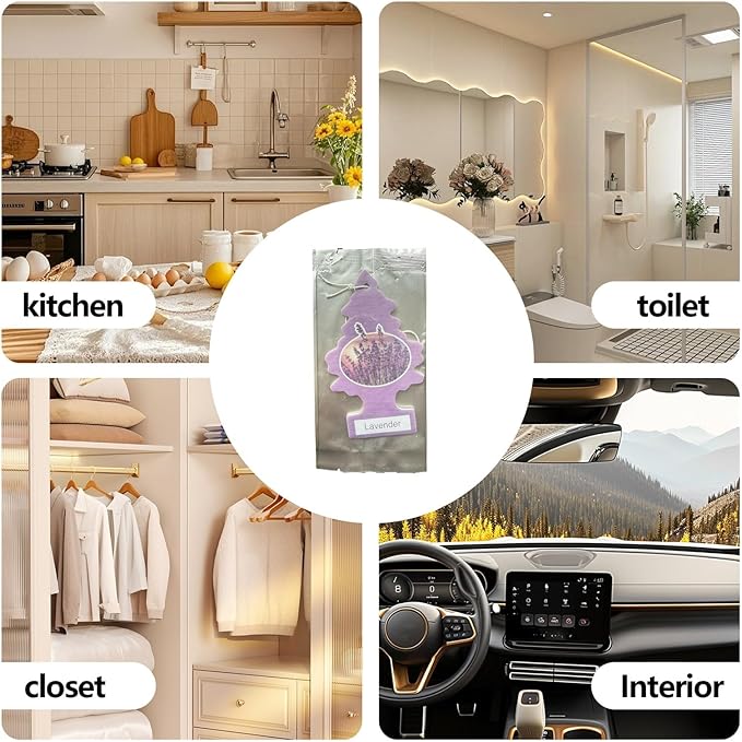 5/20pcs Lavender Scented Car Air Freshener - Natural Tea-Scented Hanging Air Fresheners for Car Interior Accessories(10pcs Lavender)
