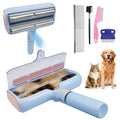 Pet Hair Remover Set with Spray &amp Self-Storage – Reusable Double-Sided Roller 4-Piece Grooming Brushes &amp Combs for Dogs Cats Furniture &amp Clothing