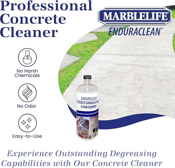 Marblelife EnduraCLEAN Garage and Indoor Concrete Floor Cleaner Effective Basement &amp Garage Floor Cleaner Effective Concrete Cleaner Ready-To-Use Cement Cleaner &amp Degreaser 32 oz