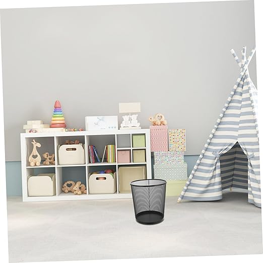 VOSAREA 2pcs Simple Style Metal Trash Container Round Wastebasket for Home Supplies