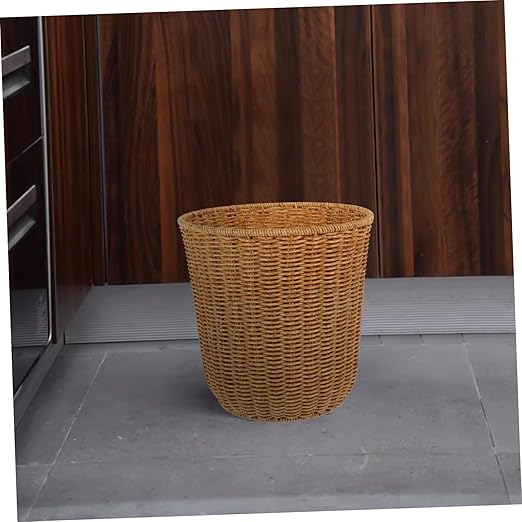 Versatile Baskets Stackable Storage Bins Woven Waste Baskets Kitchen Supply Easy to Move Pastoral Design