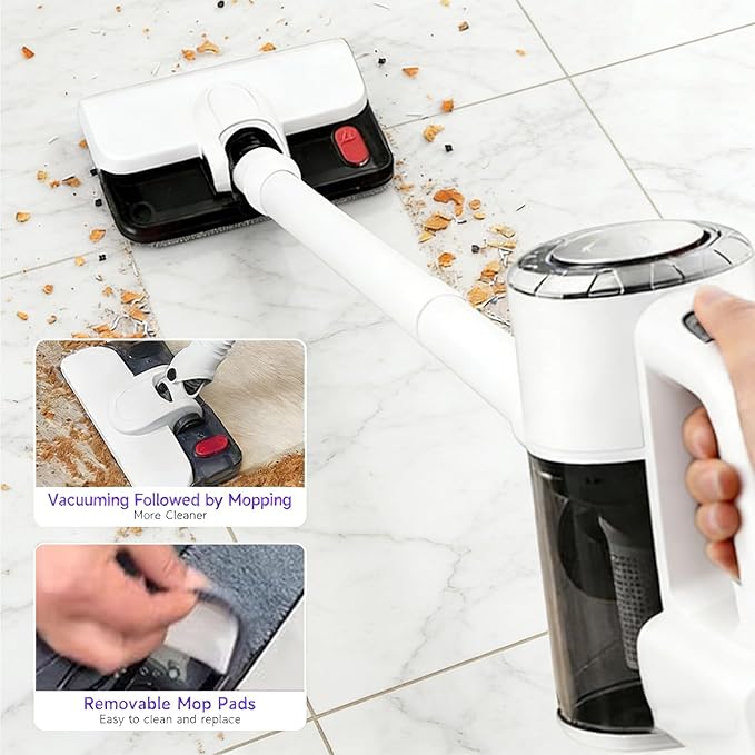 2026 Cordless Vacuum Cleaner with Mop Function|1.5L Dust Cup Washable HEPA Filter| Lightweight 4.27lbs Stick Vacuum for Hard Floors/Tiles + Blower Function Water Tank &amp Mop Pads