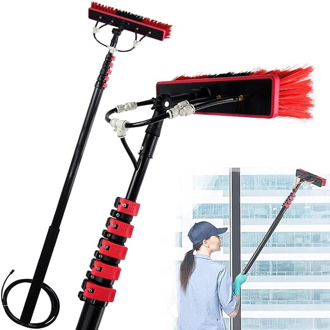 Window Cleaning Telescopic PoleWater Fed Extendable Brush Suitable for Photovoltaic Panel Cleaning Photovoltaic Panel Cleaning/Window Clean (One Color 3.6M/12FT)