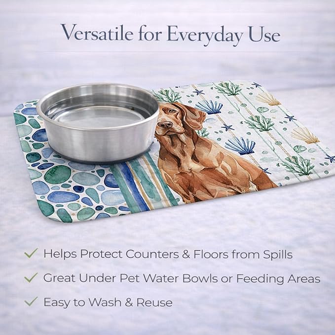 Caroline's Treasures Liver Pointer Coastal Sea Glass Dish Drying Mat Absorbent Dish Drying Mat Pad for Kitchen Counter Dish Drainer Mat for Countertop 14 x 21 Multicolor