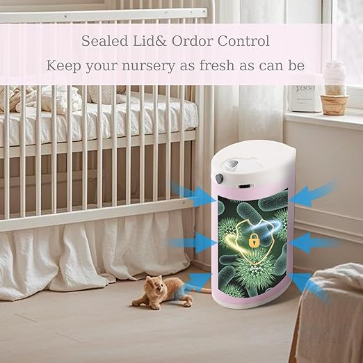 Diaper Pail Diaper Pail Odor Locking with Childproof Lock Stainless Steel Garbage Pail with lid 15 Liter/ 4 Gallon Baby Diaper Trash Can with Removal Inner Liner Pink