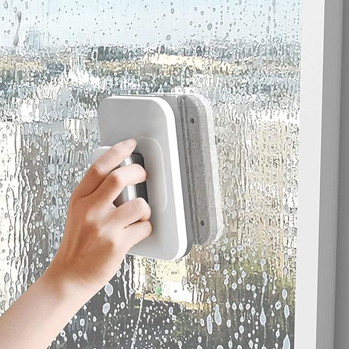 Topyond Magnetic Window Wiper Cleaner Adjustable Magnetic Double Window Glass Wiper Glider Washing Brush Equipment with Comfortable Grip for Home High Rise Window