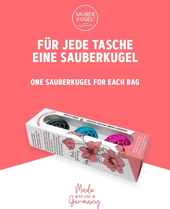 Sauberkugel - The Clean Ball - The clever way of cleaning purses bags backpacks and school bags (Springfield Collection)