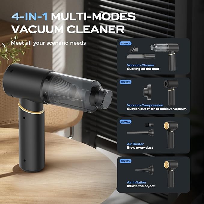 Handheld Vacuum Cordless Rechargeable Car Vacuum Portable Cordless with Strong Suction15Kpa Hand Vacuum Ultra-Quiet (75dB) 21min Runtime Lightweight (1.25 lbs) for Car Pet Hair Home