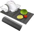 Hopegiver Stone Drying Mat for Kitchen Counter 24 x 16 Quick Dry Diatomaceous Earth Dish Drying Mat Super Absorbent Non-Slip &amp Foldable Modern Gray Carve Countertop Mat (GrayCarve24''x16'')