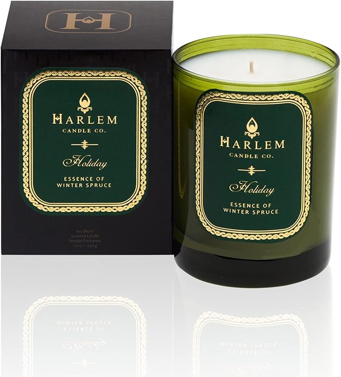 Harlem Candle Co. Holiday Luxury Candle 11 oz Glass Jar Double Wick Soy Wax Gift Box Wild Berry Rose Absinthe Angelica Strawberry Musk and Birchwood 80 Hour Burn