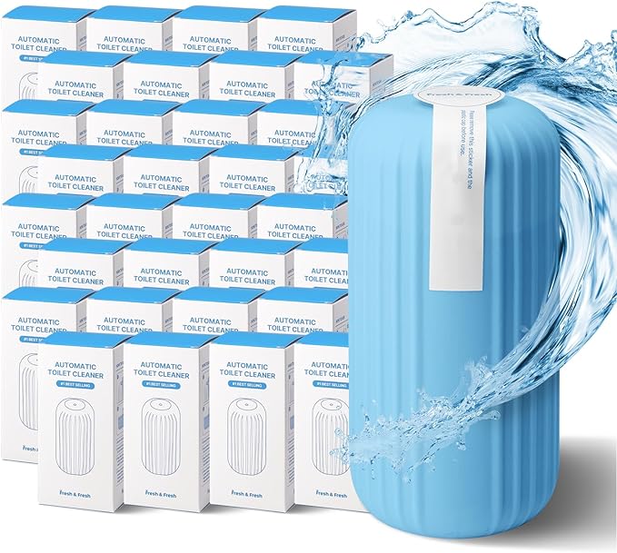 Fresh &amp Fresh Automatic Toilet Bowl Cleaners (Sky Blue) - 32 Bottles(UPTO 2500 FLUSHES/Bottle) Commercial and Residential Toilet Cleaner 3-4 MONTH Lasting Toilet Bowl Cleaner Bottle