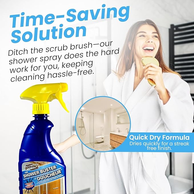 Shower Cleaner Buster Spray - all Types of Surfaces Shower Glass Cleaner Stop Soap Scum &amp Water Stain (2 x 500 ML / 16.9 OZ)