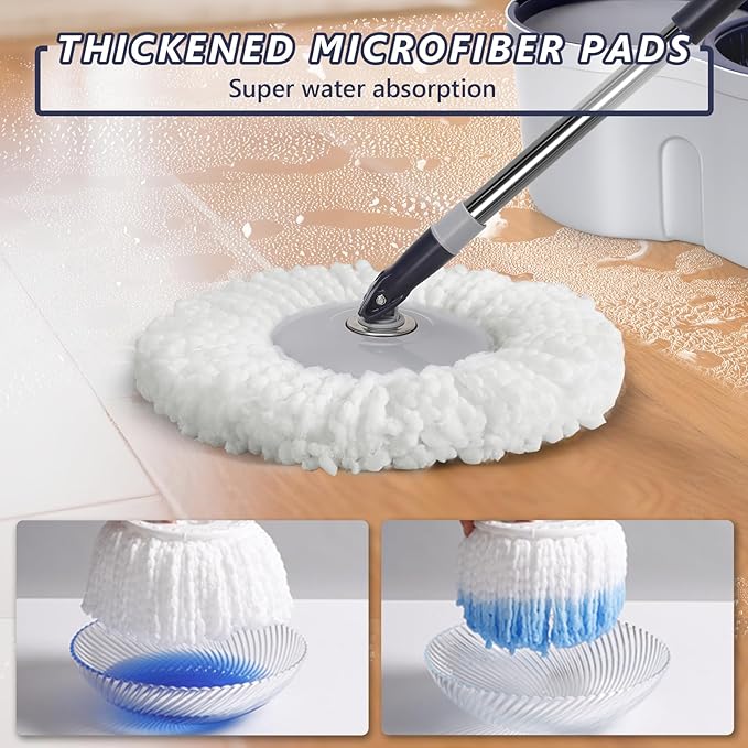 Masthome 36 Commercial Mop with 3 Microfiber Pads &amp Spin Mop and Bucket Set with 3 Mop Pads for Floor Cleaning - Home &amp Office Suitable
