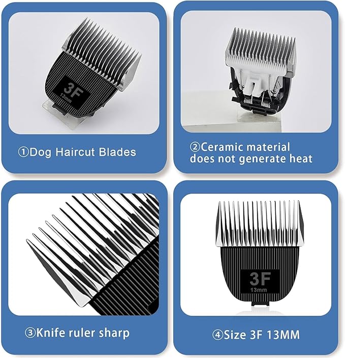 2 Pack Replacement Blade for nebot P1 Pro Pet Grooming Kit &amp VacuumSize-3F Cut Length 1/2(13mm)Made of Ceramic Blade &amp Stainless Steel Blade
