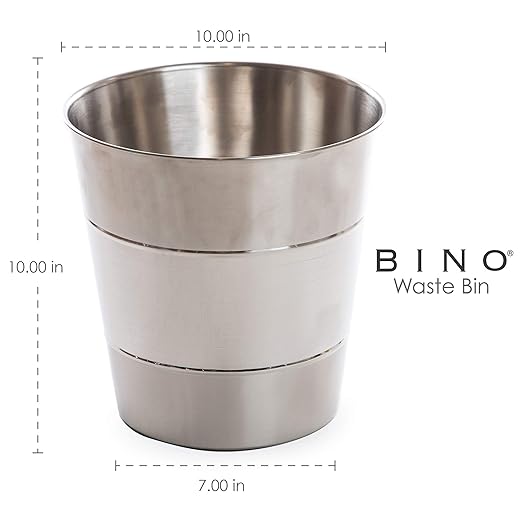 BINO Metal Waste Basket for Home Office Bathroom Dorm Kitchen and More | Trash Can Bin for Bedroom | Desk Trash Can | Home Essentials