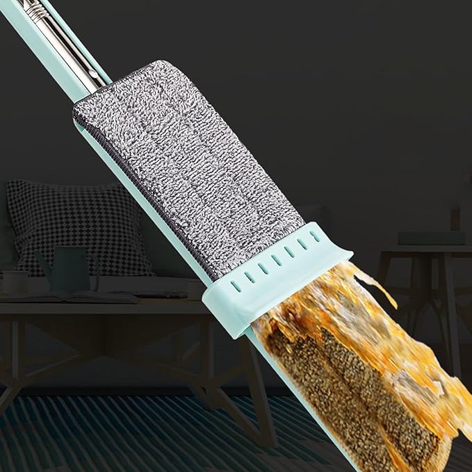 Floor Flat Mop 360° Rotatable Long Handle 50in 13.78in Panel Wet Dry Use - Efficient Cleaning Ergonomic Design Ideal for Home and Bedroom