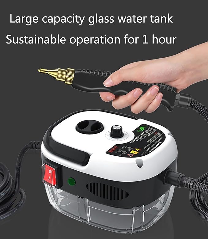 Muntuni 2500W High-Pressure Handheld Steam Cleaner - Portable Car &amp Fur Cleaner High-Temperature Pressurized Steam for Deep Cleaning (White)