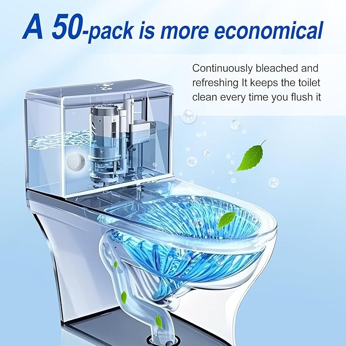 Automatic Toilet Bowl Cleaner TabletsBleach Descale&ampDeodorize-Tank Drop-In Tablets for Stain&ampLimescale Removal Fresh Scent Septic-Safe Compatible with effective Works with Toilets-easy to