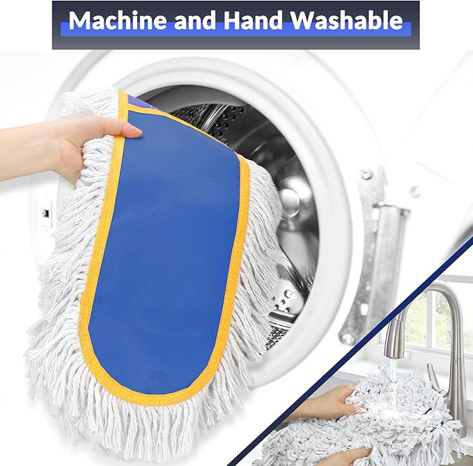 CLDREAM 24 Commercial Dust Mop for Floor Cleaning with 2 Mop Head Large Industrial Push Broom Mops with 60 Long HandleWet Dry Floor Duster for Concrete Hardwood Tiles Marble Floors