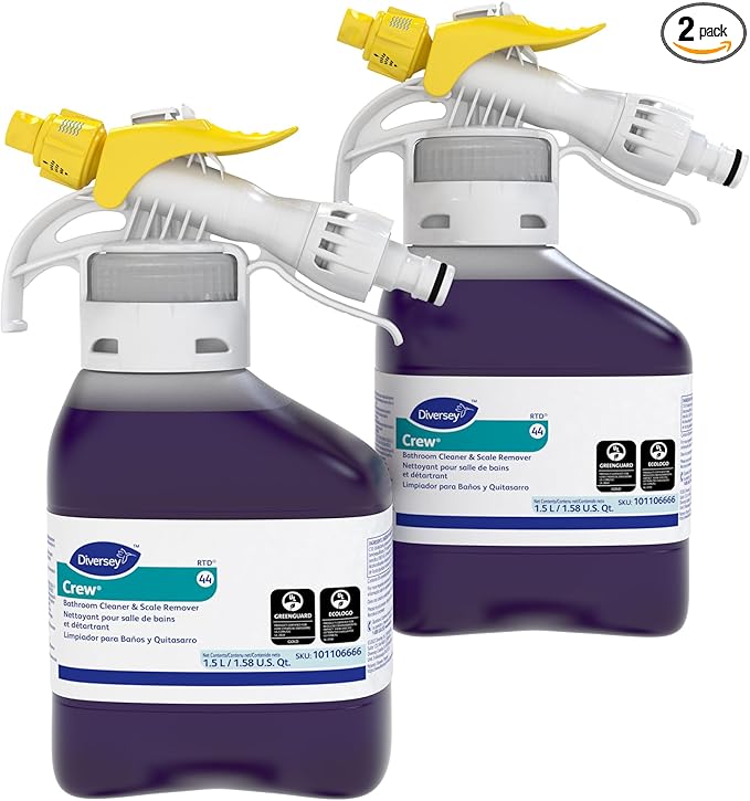 CREW Diversey 101106666 Bathroom Cleaner &amp Scale Remover Professional Strength Liquid Concentrate Ready-to-Dispense RTD Fresh Scent 1.5-Liter (Pack of 2)