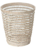 Kouboo La Jolla Rattan Mesh Waste Basket – Round Trash Can for Bathroom Bedroom Office – Boho Wicker Bathroom Storage Small Garbage Bin for Home Decor &amp Storage Basket White Wash