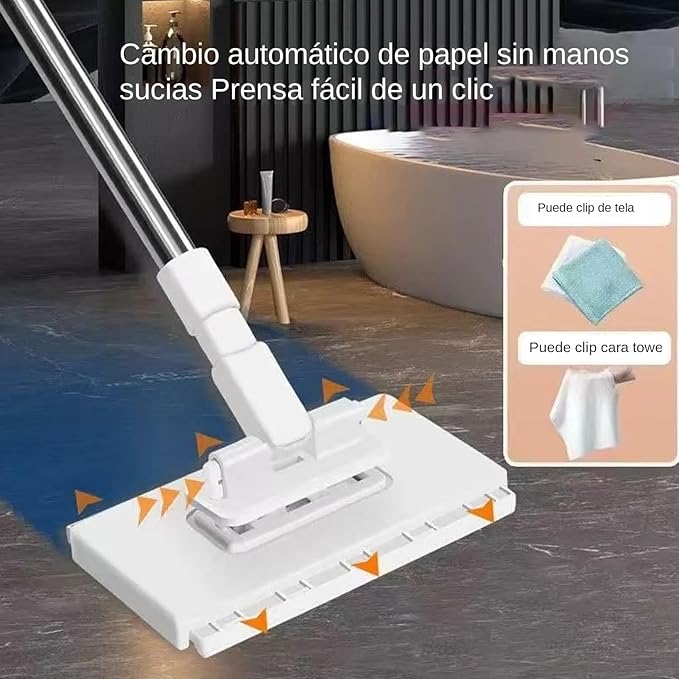 Genérico Dust Mop – Cleaning Tool with 360 Degree Rotating Head | Flat Floor Mop with 2 Reusable Pads for Tile and Laminate Floors in Home Bedroom Kitchen