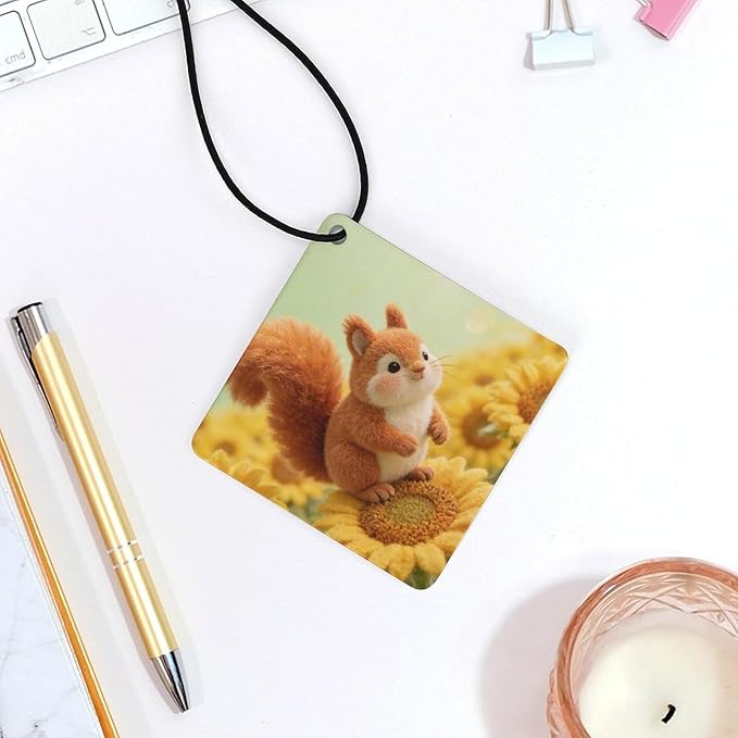 5PCS Car Air Freshener Hanging Personalized Double Sided Sunflower Squirrel Car Fresheners Long Lasting New Cars Scents Cute Automotive Freshies for Closets Drawers (tea)