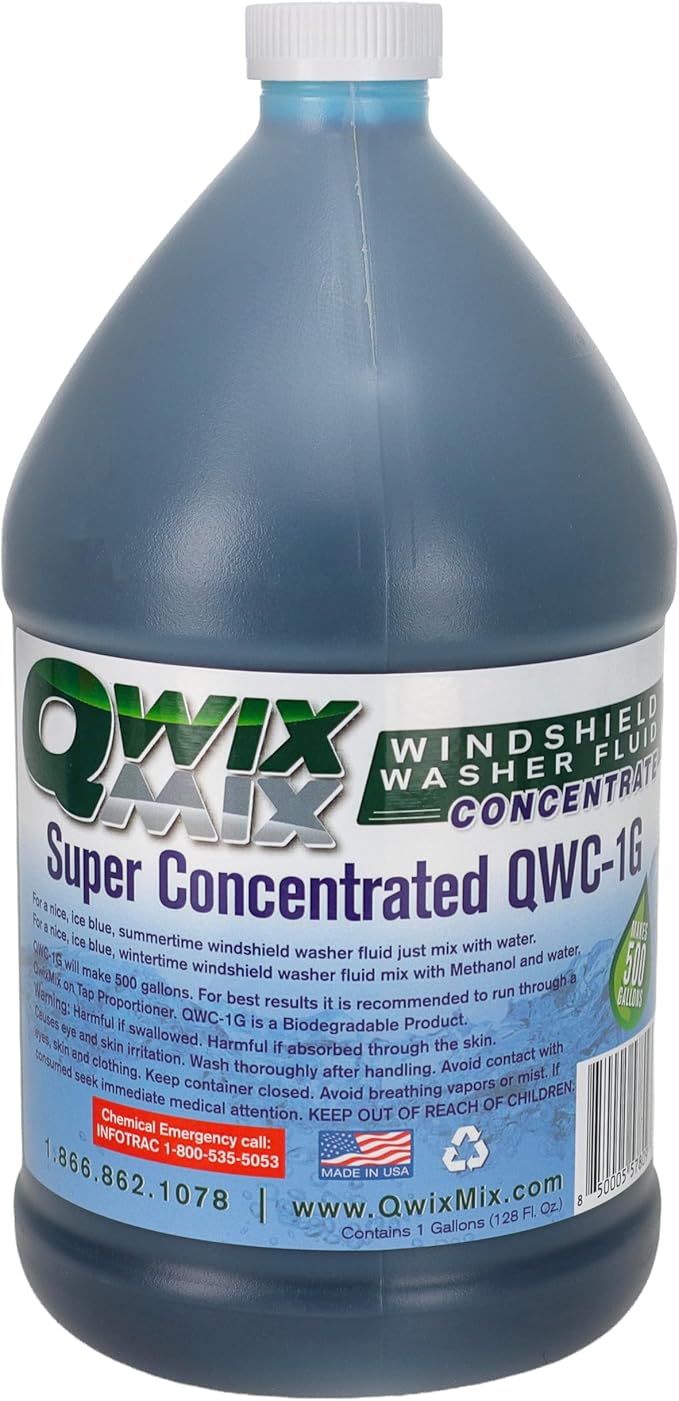 1-Gallon Windshield Washer Fluid Concentrate Makes 500 Gallons Biodegradable Bug Grime &amp Dirt Remover Fluid Commercial-Grade Streak-Free Glass Cleaner for Cars Trucks &amp Fleets