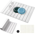 Stone Drying Mat for Kitchen Counter Large Quick Dry Stone Dish Drying Mat Collapsible Foldable Diatomaceous Earth Absorbent Bath Mat for Dishes Utensils Countertop Bathroom 23(L)×15.3(W)