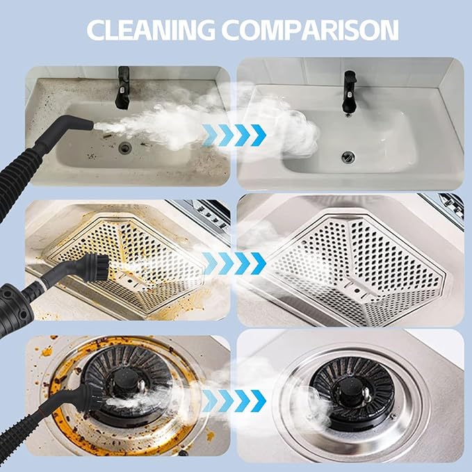 SteamerSteam CleanerPressurized Handheld Multi-surface Natural Steam Cleaner110v Compact Steam Cleaner for Home to Clean Kitchen Counters Stoves Bathroom Sinks and Dining Tables