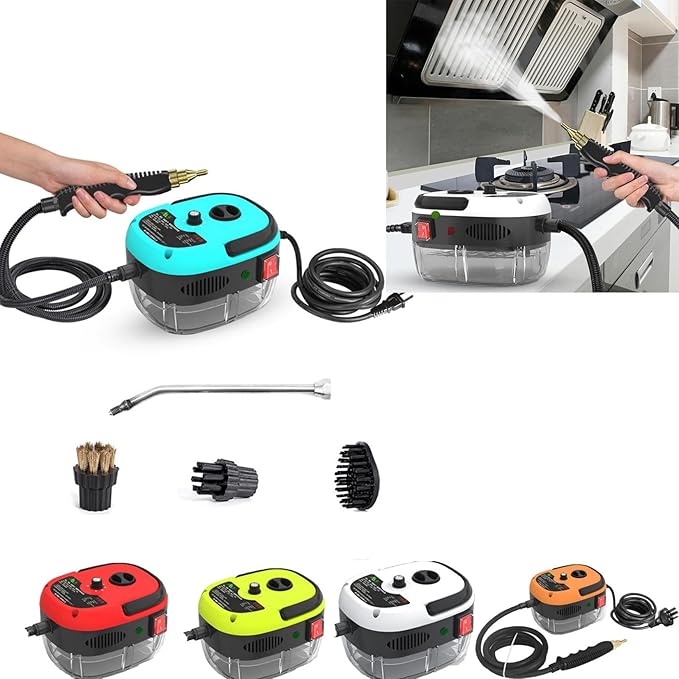2500W Handheld Steam Cleaner Portable High Temperature Pressurized Steam Cleaner Carpet Steam Cleaner with Brush Heads High Pressure Steamer Mini Power Cleaning Steamer for Furniture Bathroom Car
