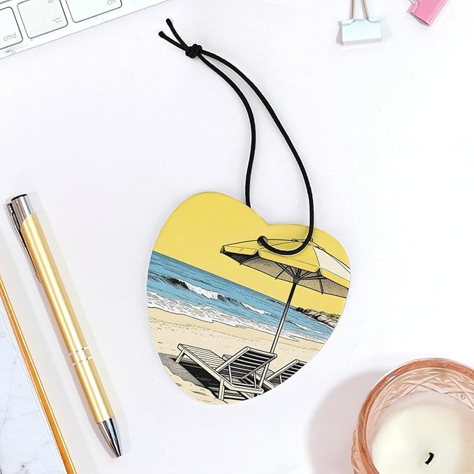 5PCS Car Air Freshener Hanging Personalized Double Sided Summer Beach Car Fresheners Long Lasting New Cars Scents Cute Automotive Freshies for Closets Drawers (tea)