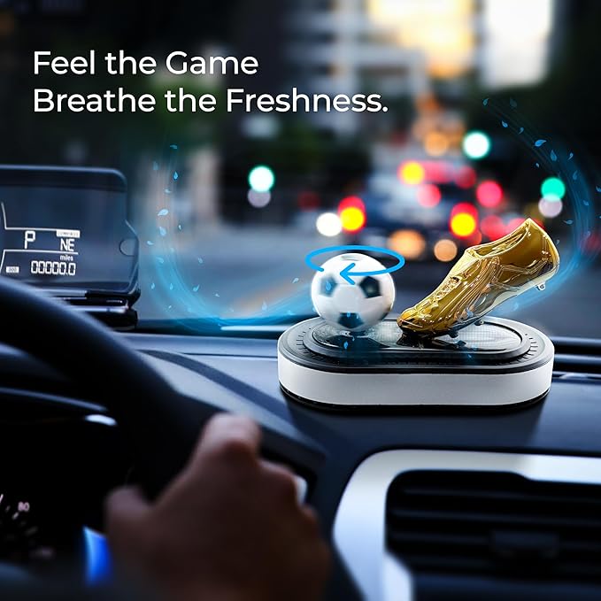 Solar-Powered Soccer-Themed Car Freshener - Solar Rotating Soccer Ball Car Freshener Soccer Gifts for Men &amp Women Gift for Coach Players Teams &amp Fans