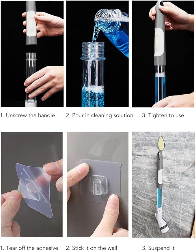 Electric Spin Scrubber Multifunctional Long Handle Power Cleaning Brush with Brush Heads for Bathtubs Tile Floors Grout Toilets