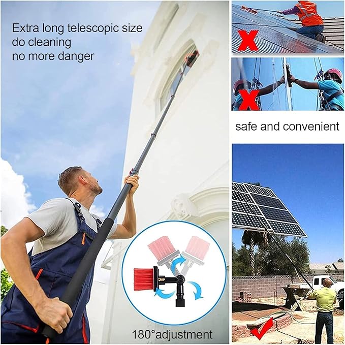 Telescopic Brush Cleaning 12M/40Ft Telescopic Window Cleaner Conservatory Roof Cleaner/Water Fed Extendable Brush Window Cleaning Equipment/Window CleanWindow Cleaner Kit Roof Cleaning to